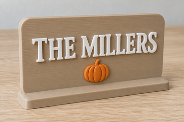 Personalized Harvest Family Plaque, Pumpkin Hostess Gift, Custom Name and Colors