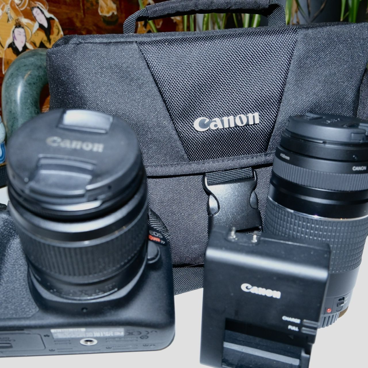Canon EOS Rebel T7 DSLR Camera with 18-55mm Len,75-300mm Lens.