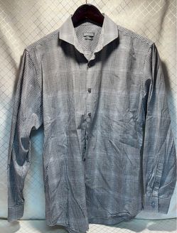 Kenneth Cole Reaction Button Down Men’s Checkered Long Sleeve 15 1/2  32-33 Slim