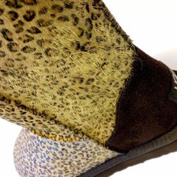 New Ugg Australia Gold Shimmer Leopard Sheepskin Fur Winter Boots Size 7
