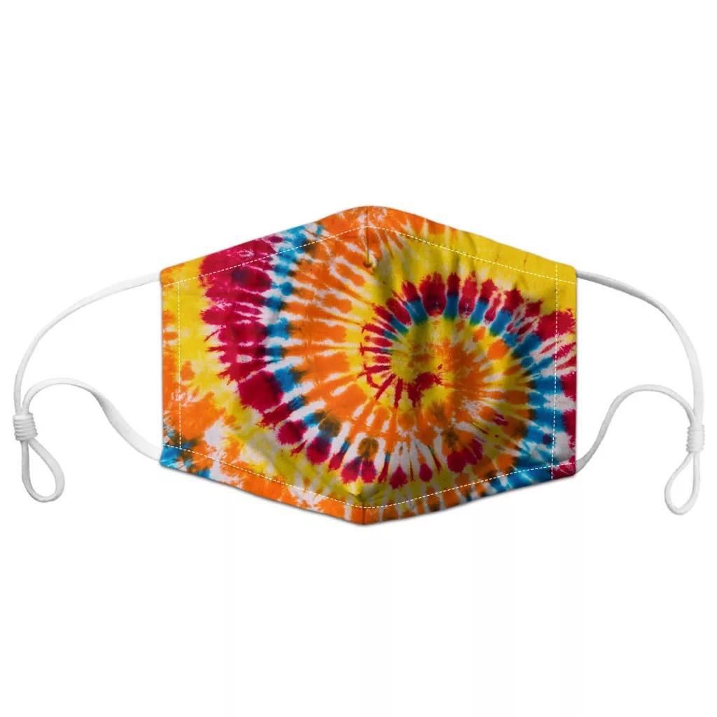 Tie-Dye Print Washable, Reusable Polyester Masks in Orange