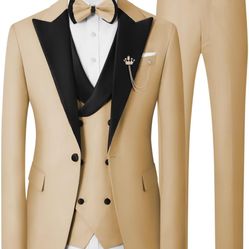 Mens 3 Piece Tuxedo Suit Slim Fit Wedding Prom Dinner Tuxedo for Men Double Breasted Suits Set 