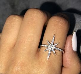 925 Sterling Silver Star 18K Real Gold Filled Ring