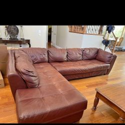 Reddish Brown Leather Sectional/Real Leather