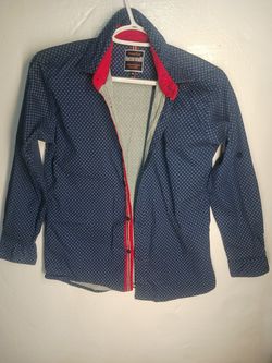 British Denim Vintage Range Blue Patterned Button-Up Shirt – Size 16