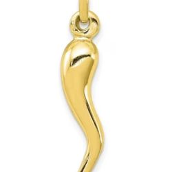 925 Sterling Silver Cornicello Italian Horn Charm Pendant with Gold-Tone 1-1/4"L