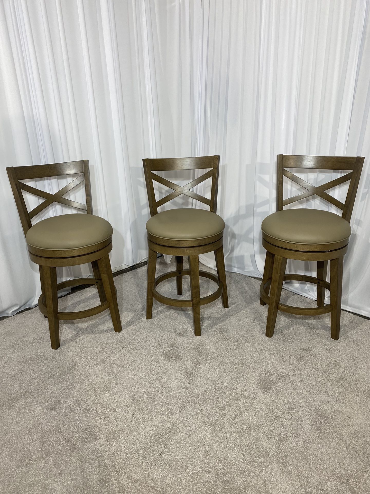 3 Brown Wooden Bar Stools from Costco
