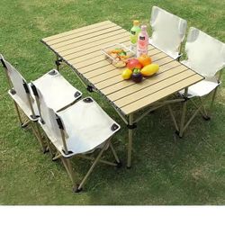 Camping table with four chairs outdoor