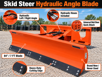 NEW 84" (7 FT) Hydraulic Angle Skid Steer Dozer Blade – Quick Attach