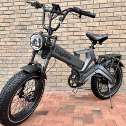 1500W Folding Ebike, Long Range, 25ah Hidden Battery, 30mph, USB Hook Up, Full Suspension (Adjust Front Fork), 8 Speed Shimano, 5 Speed Pedal assist 