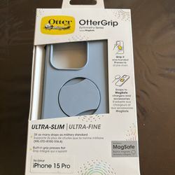 OtterBox OtterGrip MagSafe High Quality Phone Case for iPhone 15 Pro (Light Blue, 3 Available