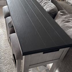 sofa table and stools