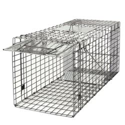 Live Animal Cage Trap 32" X 12.5" X 12" Steel Cage Catch Release Humane Rodent Cage for Rabbits, Stray Cat, Squirrel, Raccoon, Mole,Opossum, Skunk & C