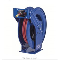 PRECIO ORIGINAL$1000                        Spring Return Hose Reel: 50 ft. (3/4" I.D.), 3/4 in FNPT, 300 psi Max Op Pressure, Brass, Blue