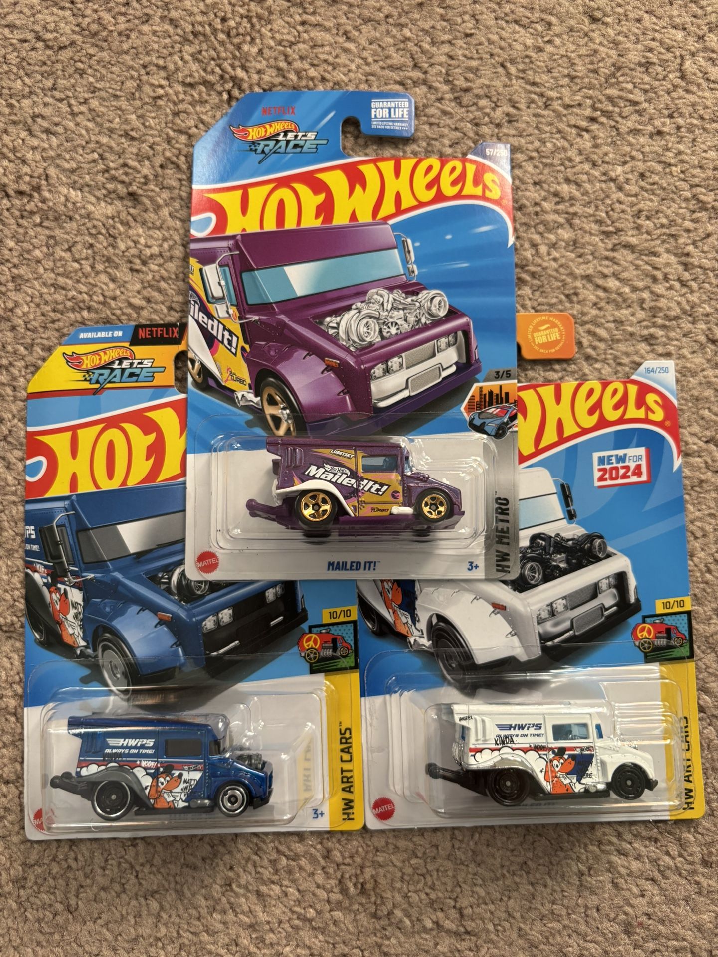 HOT WHEELS - MAILED IT! TREASURE HUNT. 2024 HW METRO & 2, 2024 HW ART CARS! NEW!