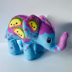 POP ART SOFT ELEPHANT Taco Mama 5” - 6”BEAN BAG PLUSH Tacos Purple Blue
