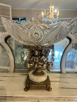 Cut Crystal Compote Bowl (Hollywood Regency)