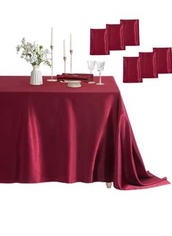 60 x 102 inches 6 Pack Satin  Rectangle Silkly Soft Table Cloth Covers