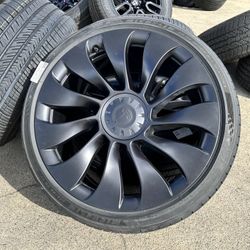 FREE INSTALL 4 2025 Tesla 21" Wheels Tires Genuine OEM Model Y Performance MICHELIN 100%