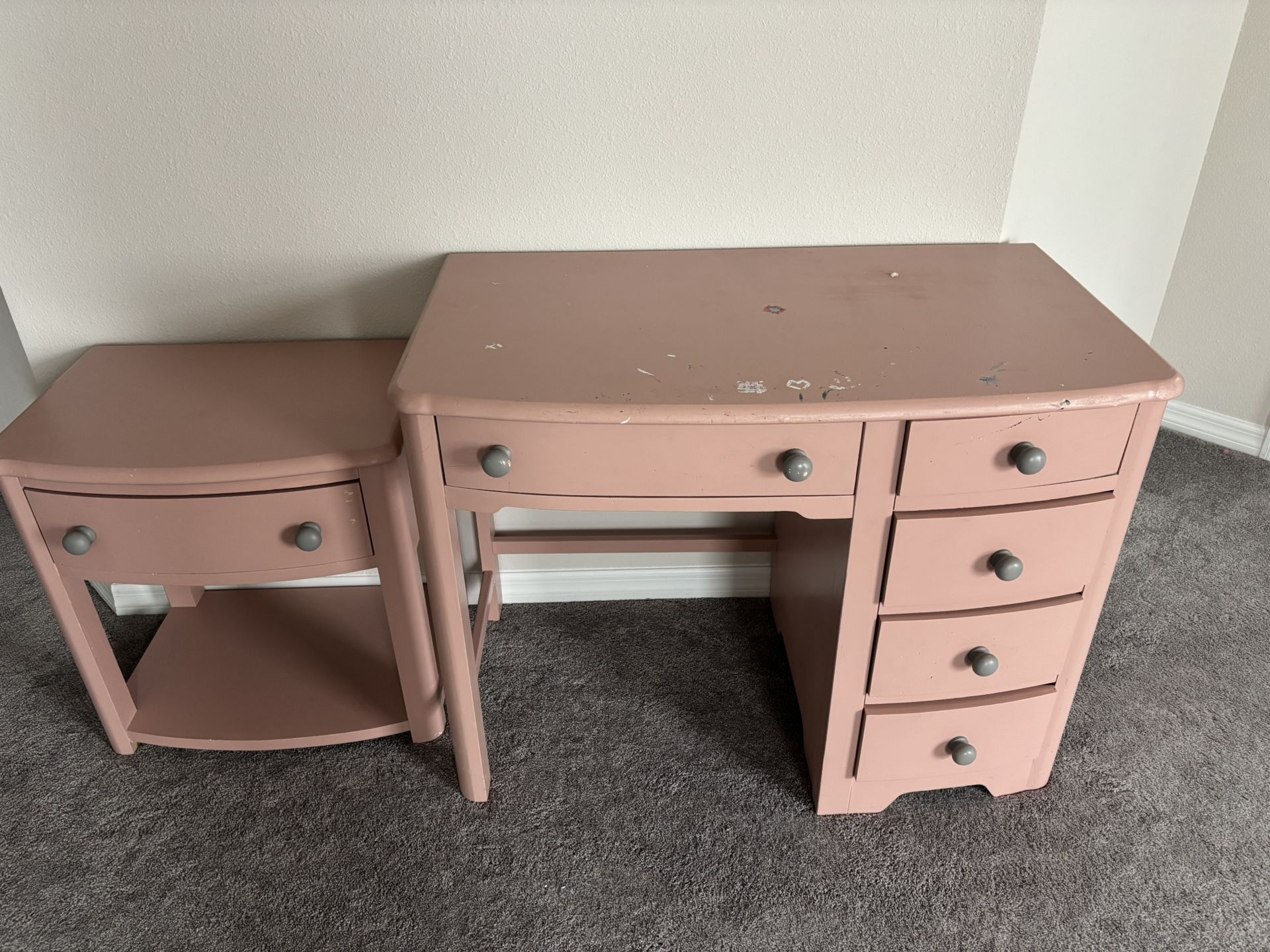 Free! Solid Pinewood Study Desk And Side Table 
