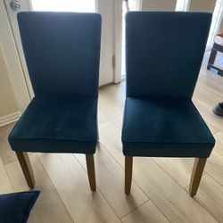 2 Navy Blue Velvet Dining Chairs