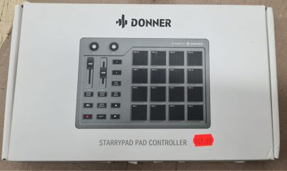 Donner MIDI Pad Beat Maker Machine Professional, Drum Machine with 16 Beat Pads, 2 Assignable Fader & Knobs and Music Production Software, USB MIDI Co