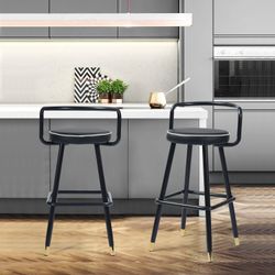 Homy Casa BALLON HIGH BAR BLACK 2 PCS 28" Bar Stool for Home and Workspace Open Box
