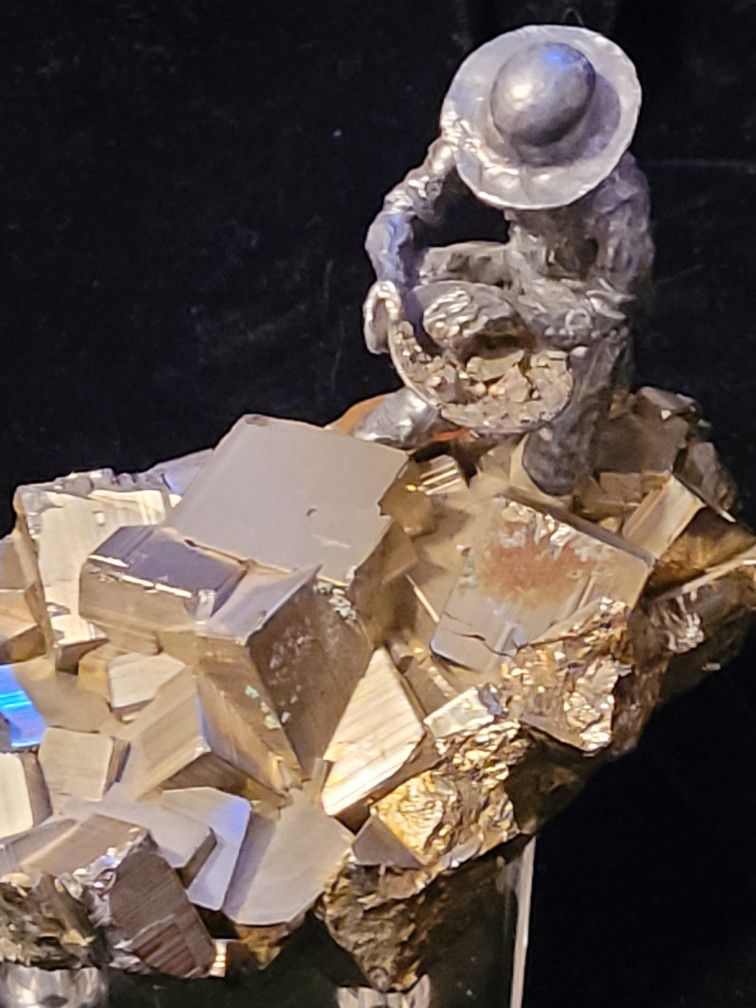 Pewter Gold Miner On Iron Pyrite