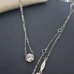 1 Carat Moissanite Pendant Necklace 925 Sterling Silver