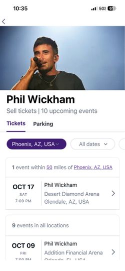 2 PHIL WICKHAM TICKETS AVAILABLE