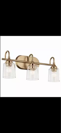 KICHLER Erta 24 in. 3-Light Champagne Bronze Bathroom Vanity Light with Clear Glass Shades