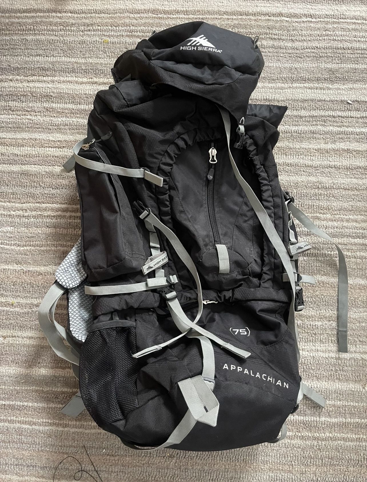 High Sierra Appalachian 75 Internal Frame Hiking Backpack | Top Load | Black