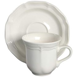 Mikasa French Countryside White Flat Demitasse Cup & Saucer Set Of 8