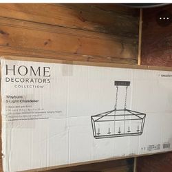 HOME DECORATORS Weyburn 36 in. 5-Light Black Gold Farmhouse Cage Chandelier