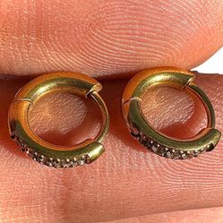 Gold Huggie Earrings 9.75mm Tiny Hoops 18K Gold PVD 316L Stainless Steel Dainty Minimalist Gift for Her