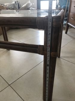 coffee table Bamboo wood glass top 23 x 29 perfect for small or big settings