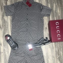 Brand New Gucci Shoes With Shirt And Shorts With Box And Dust Bag 