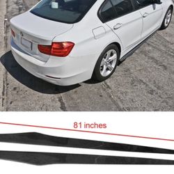 Fits 12-18 BMW 3 Series F30 Side Skirt Extension Flat Bottom Line Carbon Fiber
