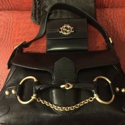 Gucci bag - black leather with wallet