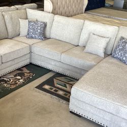 New Four Piece Sectional, Beige Color, Ready To Deliver