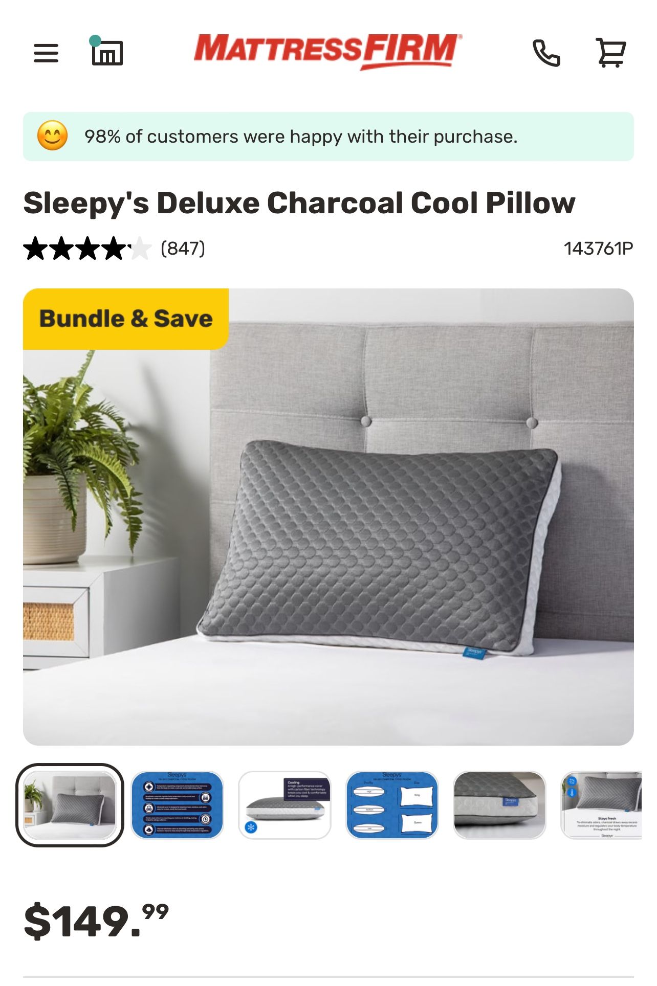 Sleepy’s Deluxe Charcoal Cool Pillow