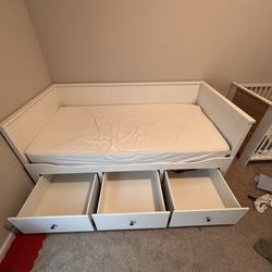 White Daybed with Storage + Mattress