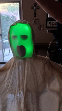 Halloween Ghost Decoration with Green Light-Up Face