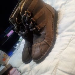 CLARKS SOMERSET GREY LEATHER FLEECE LINED ANKLE BOOTS WOMEN'S SIZE 7 1/2