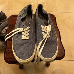 Two Pair Old Navy Men's 9 /10 Canvas Lace Up Boat Deck Shoes Blue Gray Chambray Woven Denim
