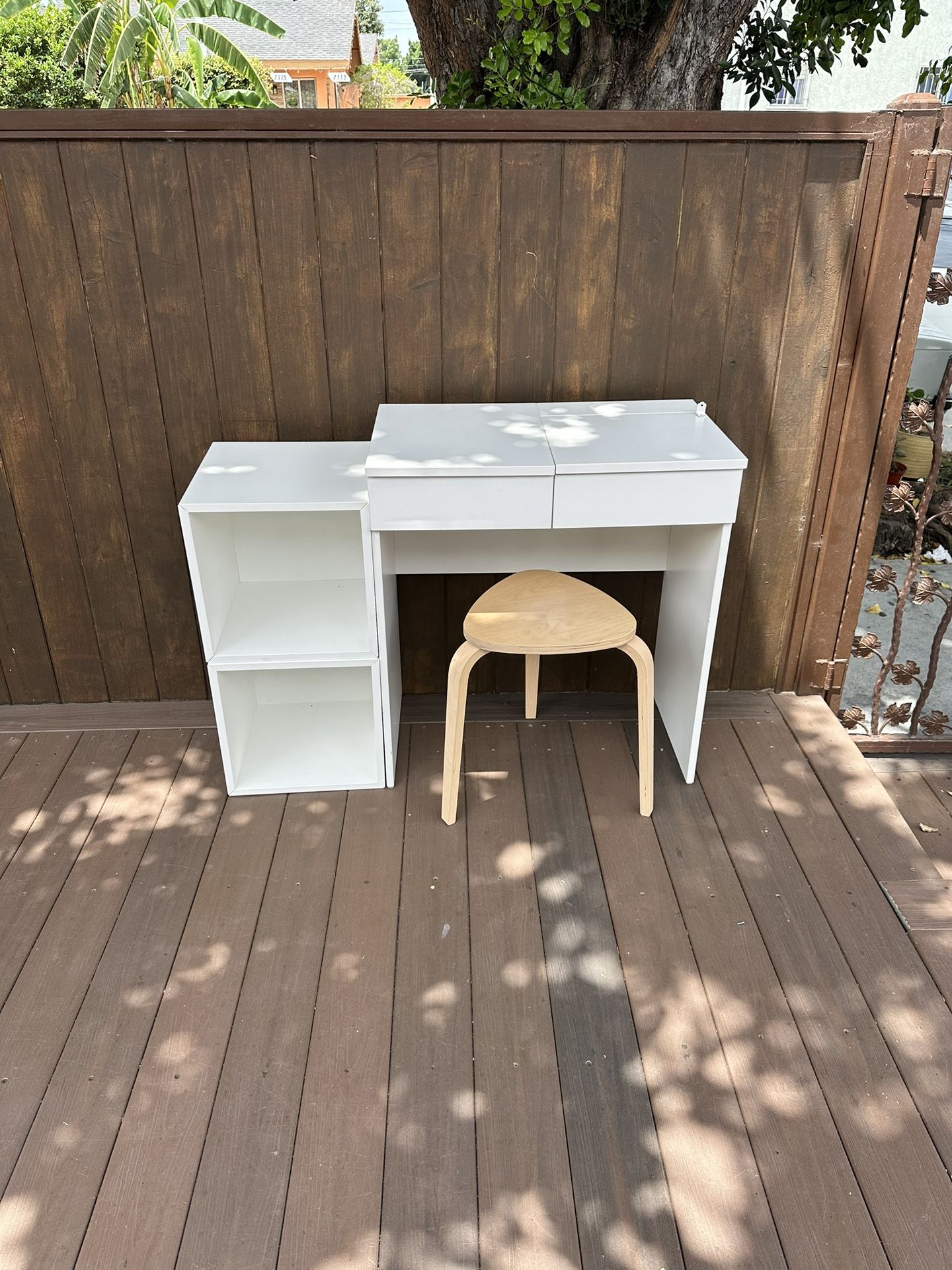 Ikea BRIMNES Dressing table, white With 2 Ikea EKET shelving unit, white And Chair