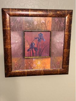 Large Framed Tuscan Flower Wall Piece