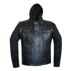 Mens Club SOA Style Removable Hoodie Motorcycle Concealed Carry Leather Vest