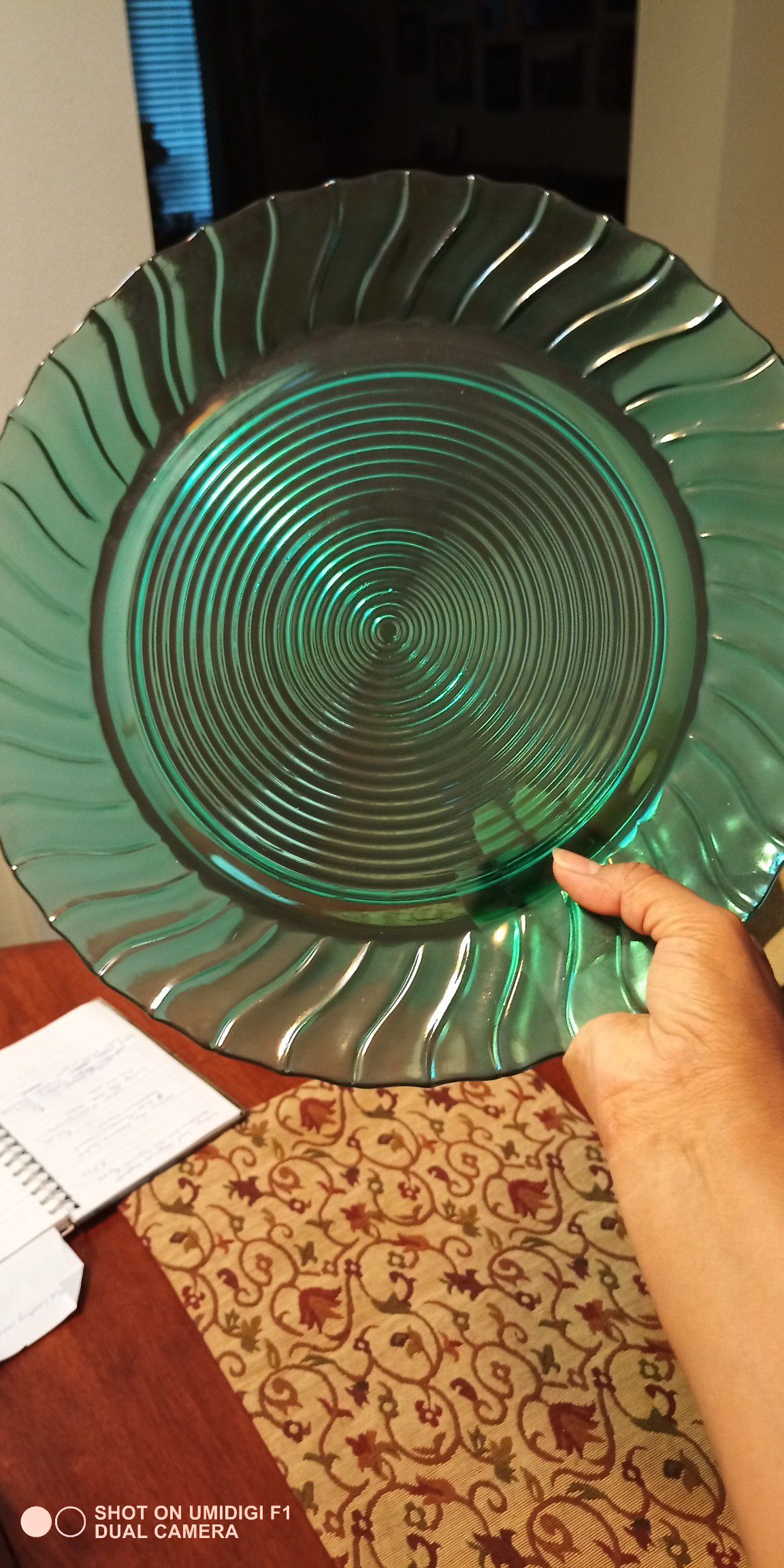 Vintage Jeanette Ultramarine Swirl Serving Plate Depression Glass