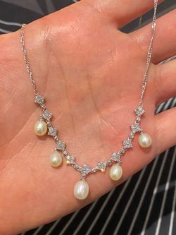 14K DIAMOND PEARL NECKLACE